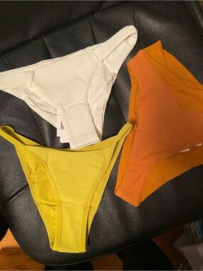 l*space Ribbed Bikini Bottoms in White, Yellow, Orange